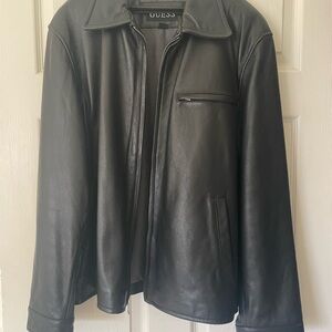 GUESS Men's Black Leather Jacket